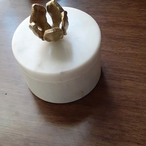 Jewelry dish, white and gold, marble
